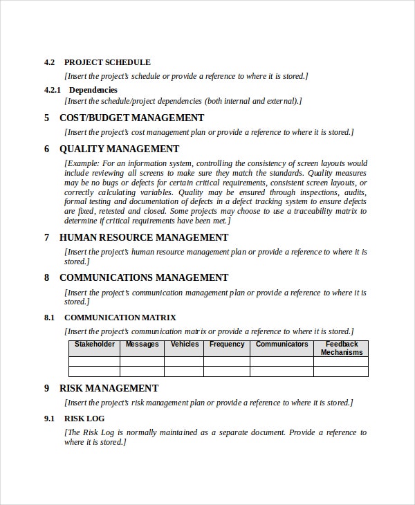 cost management plan example pdf